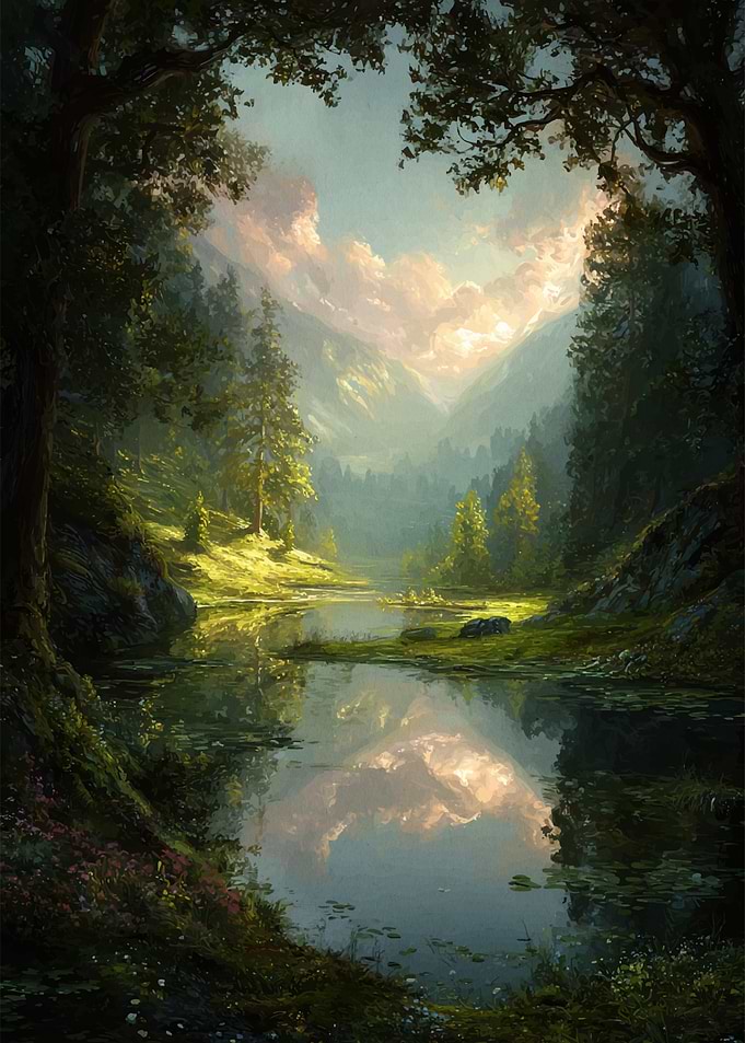 Serene Mountain Lake Reflection
