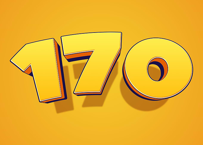 Number 170 in 3D Yellow Font