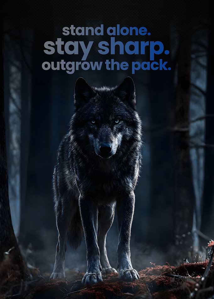 Wolf Determination Resilience Motivational Quote