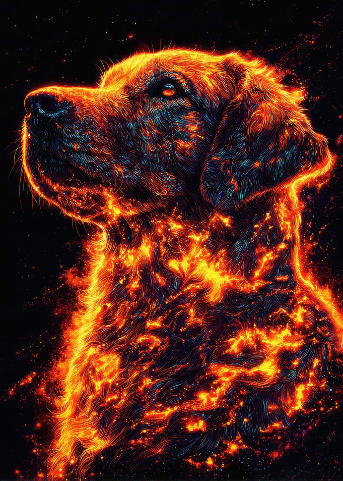 Fiery Dog Portrait
