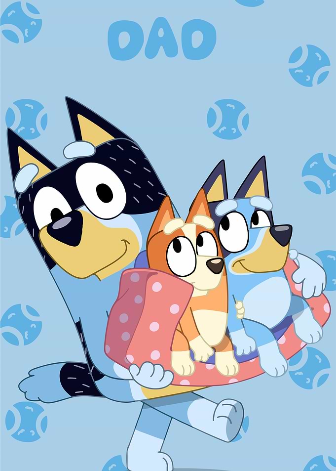 Bluey Dad and Kids with Balls