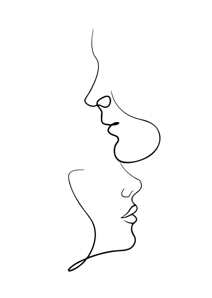 Minimalist Line Art of Two Faces