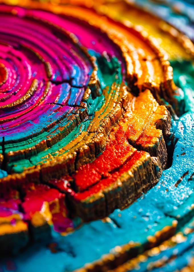 Colorful Textured Concentric Circles Art