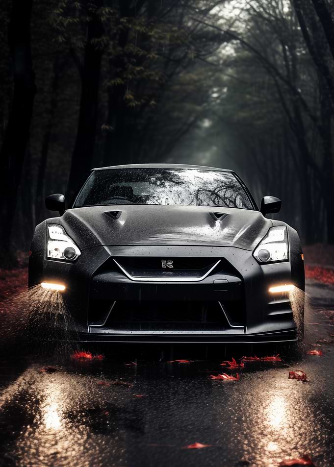 Nissan GT-R in Rainy Forest