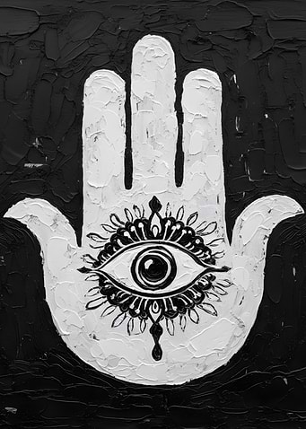 Hamsa Hand with Evil Eye Painting