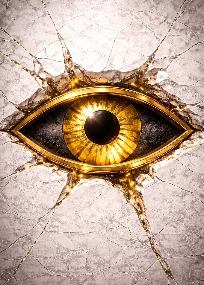 Golden Eye in Cracked Marble