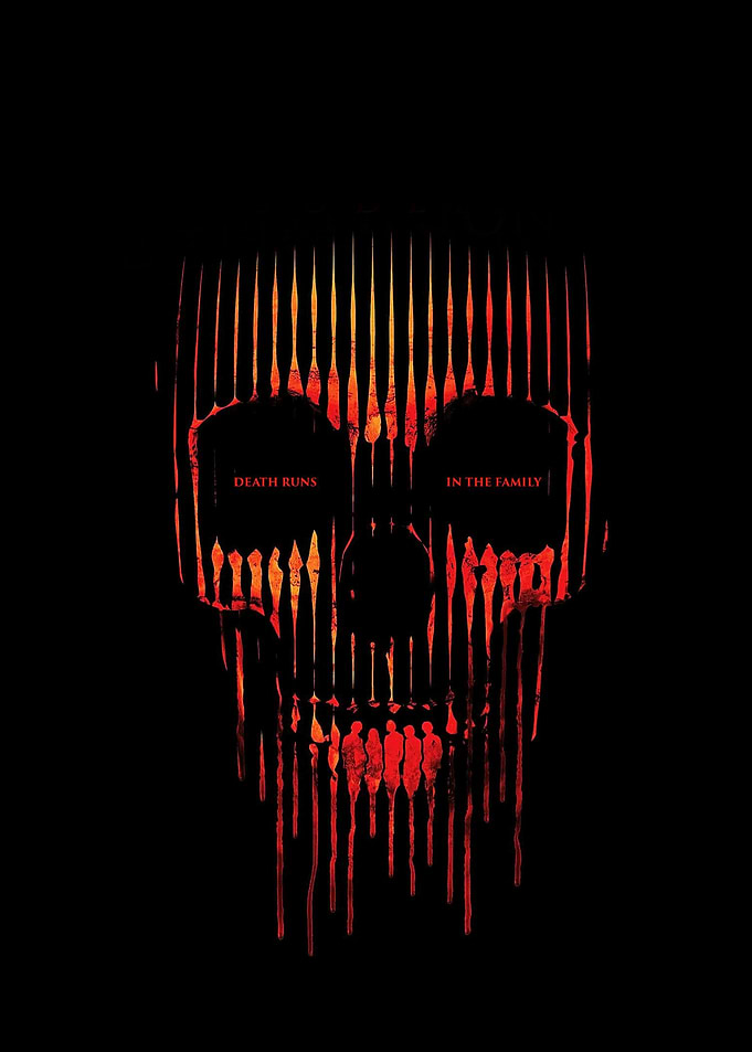Skull with dripping red and orange lines