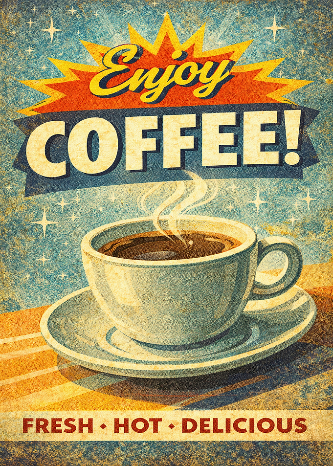 Enjoy Coffee Vintage Poster