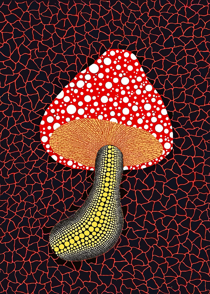 Yayoi Kusama Mushroom Painting