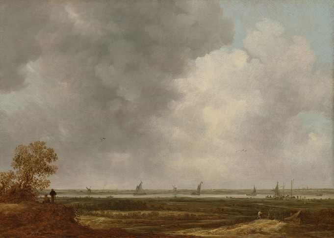Dutch River Landscape with Sailing Boats