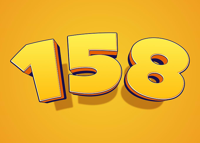 Yellow 3D Number 158