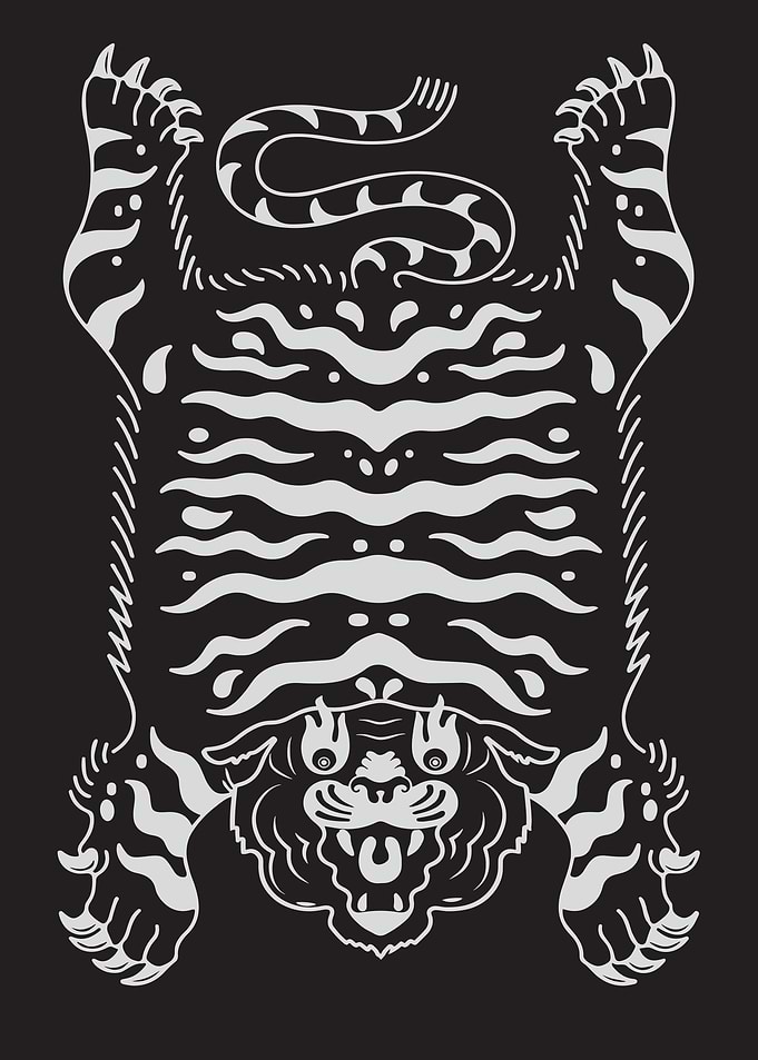 Stylized Tiger Rug Illustration