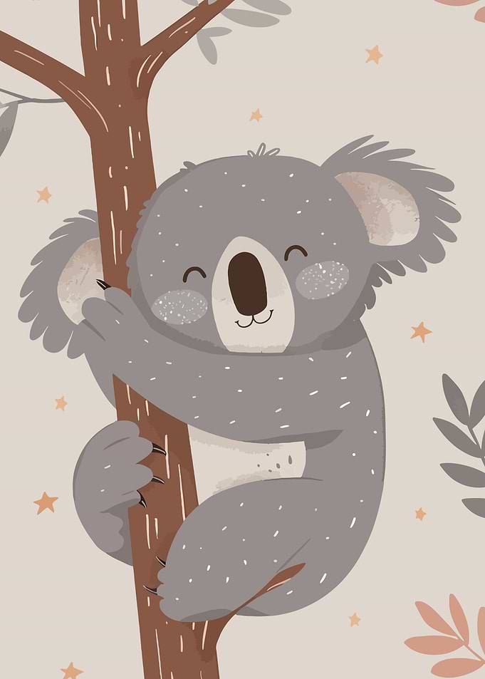 Cute Koala Hugging a Tree