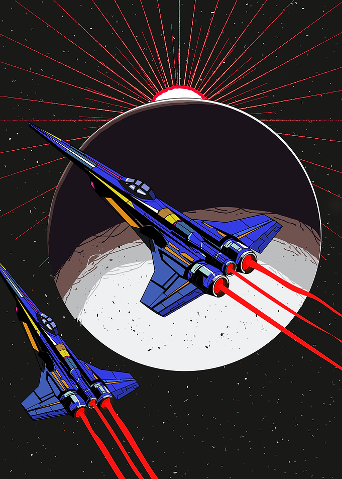 Spaceships flying past a planet