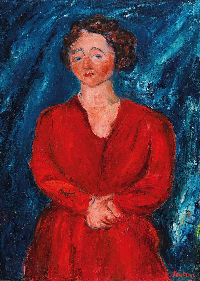 Portrait of a Woman in a Red Dress