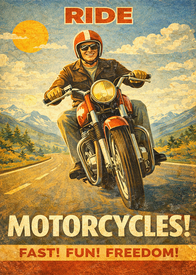 Ride Motorcycles Fast Fun Freedom Poster