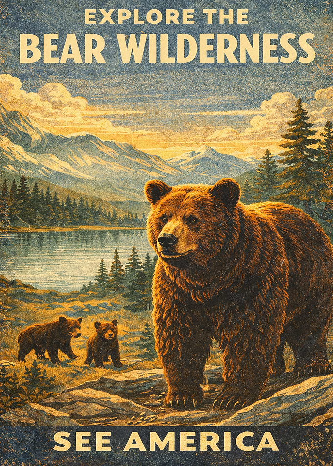 Explore the Bear Wilderness Vintage Poster