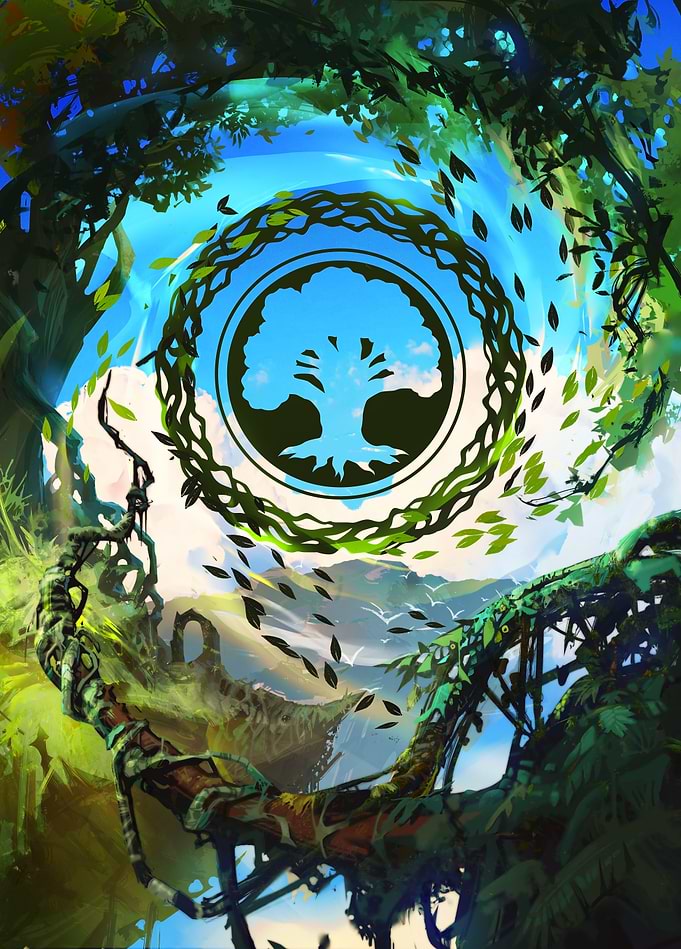 Green Mana Symbol Landscape
