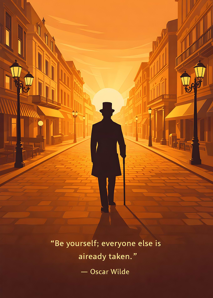 Man in Top Hat Walking at Sunset