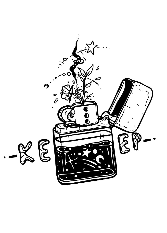 Lighter with Flowers and Stars