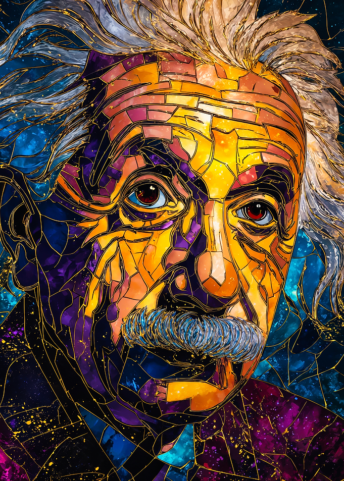 Colorful Albert Einstein Mosaic Portrait