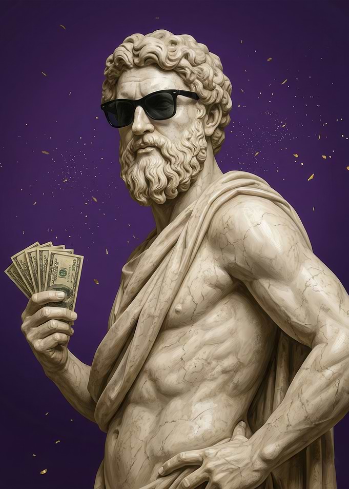 Statue with Sunglasses and Money