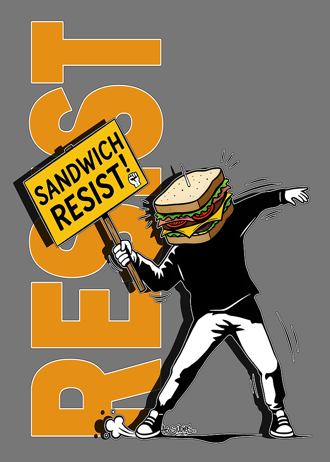 Sandwich Man Protesting