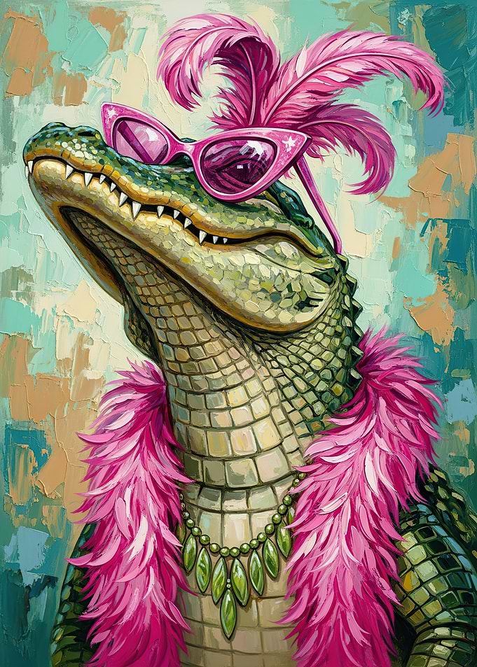 Glamorous Alligator with Pink Accessories