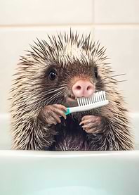 Hedgehog Brushing Teeth
