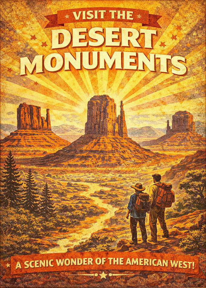 Visit Desert Monuments Vintage Poster