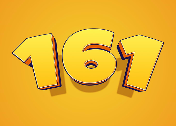 Number 167 in 3D Yellow Font