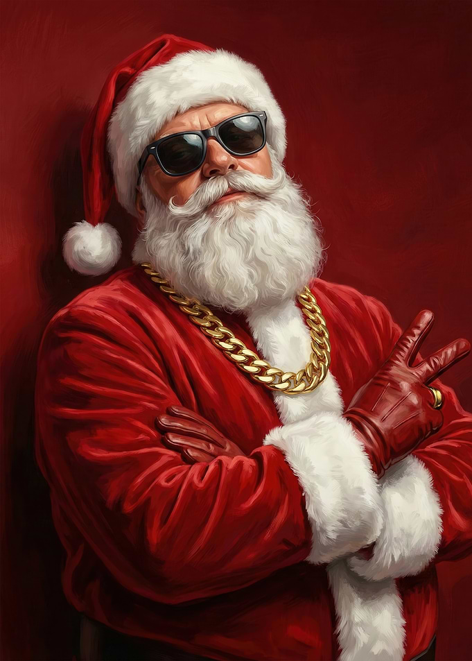 Cool Santa Claus with Sunglasses and Gold Chain