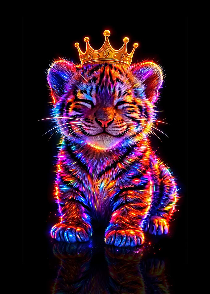 Cute Tiger Cub with Crown