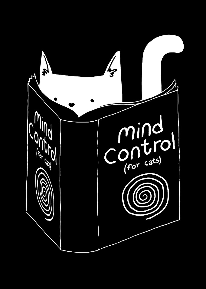 Cat Reading Mind Control Book