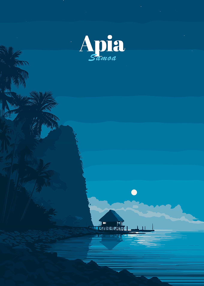 Apia Samoa Tropical Night Scene