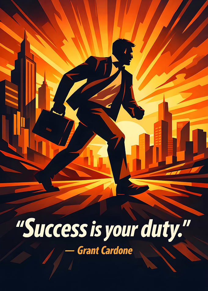 Businessman walking towards success