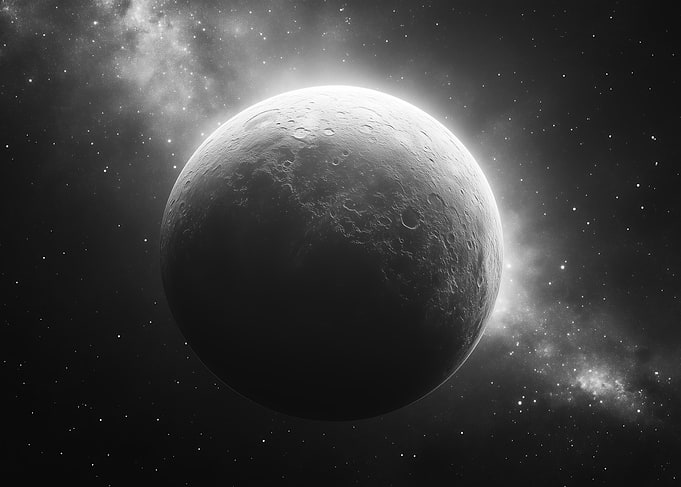 Moon in starry space