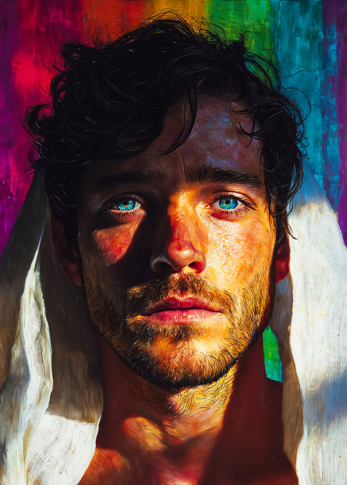 Vibrant Pride Male Impasto Portrait