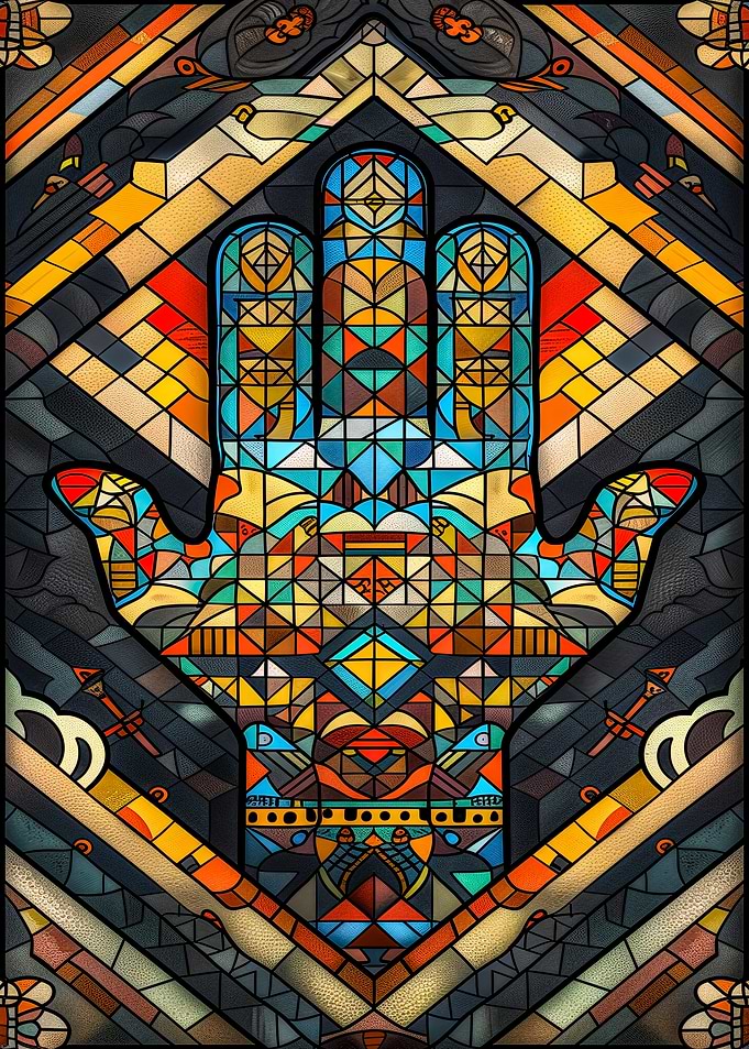 Stained Glass Hamsa Hand Art