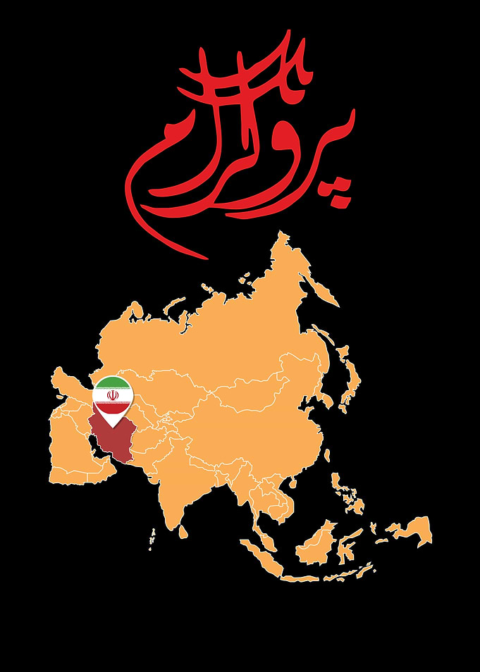 Map of Asia with Iran highlighted