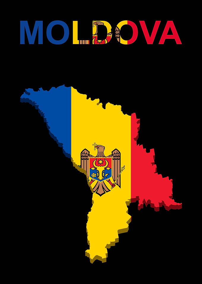 Map of Moldova with Flag and Text