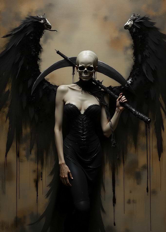 Grim Reaper with Scythe and Wings