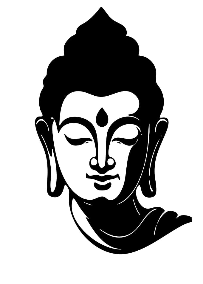 Black and White Buddha Face