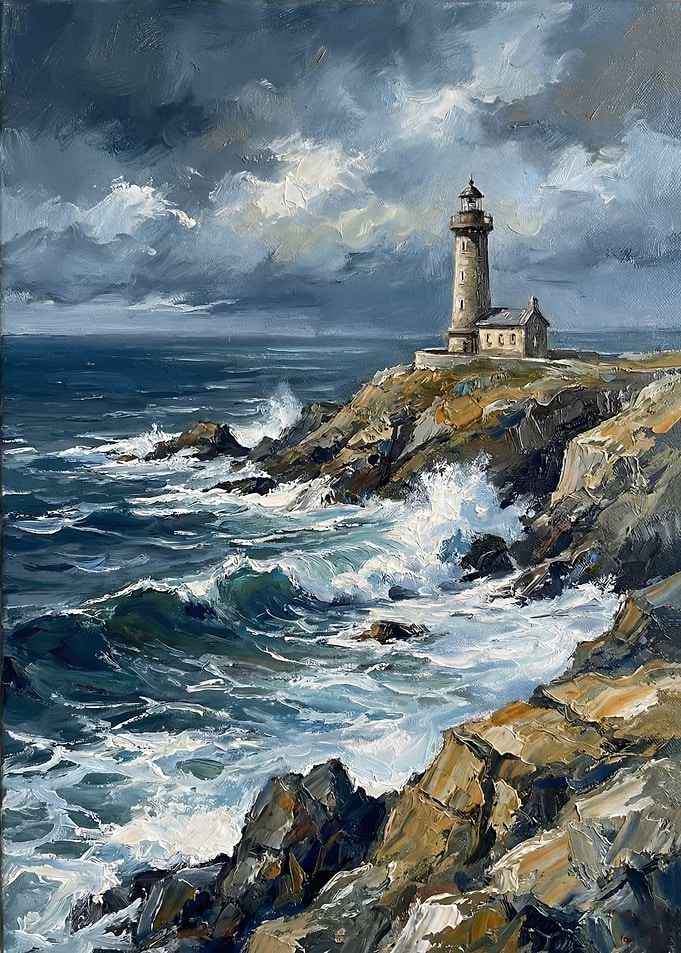 Lighthouse on a Rocky Coast