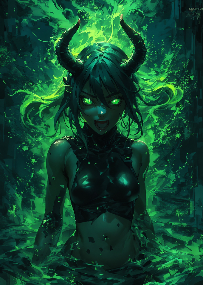 Demonic Woman in Green Energy