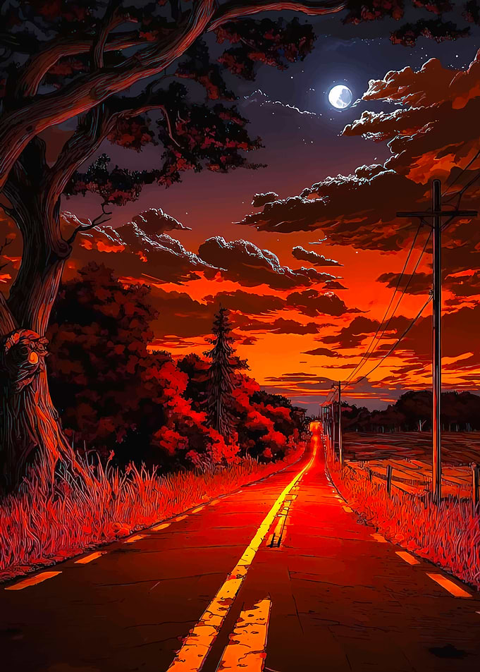 Dramatic Sunset Road