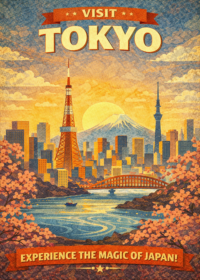 Visit Tokyo Vintage Poster