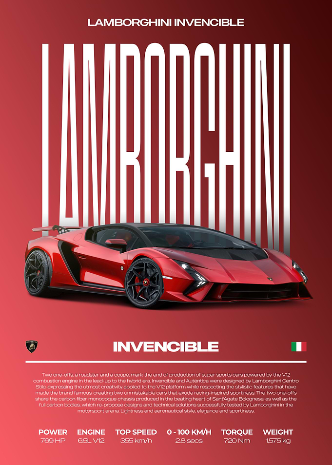 Lamborghini Invencible Car Poster