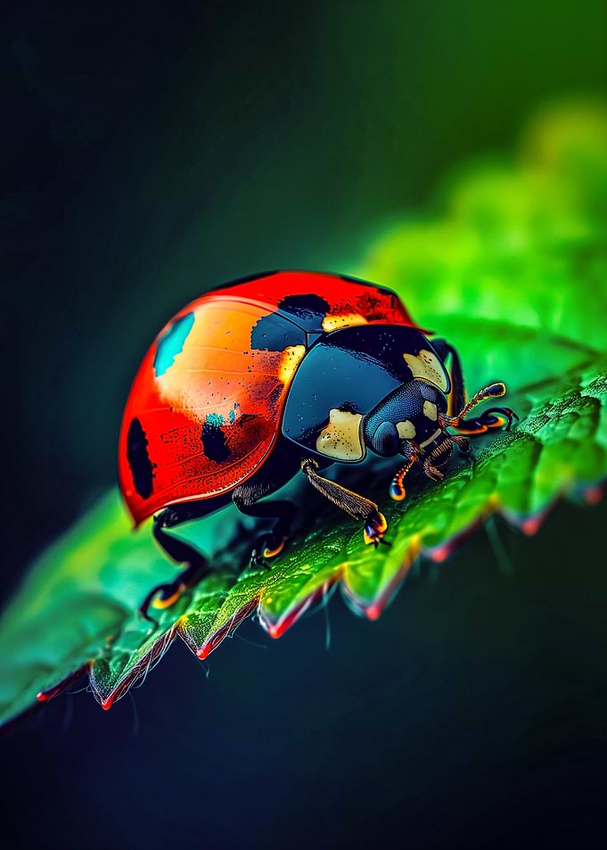 Ladybug on a Green Leaf