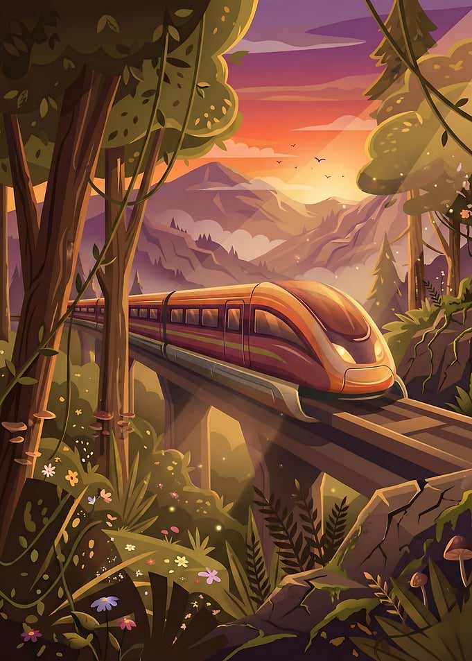 Golden Journey Through the Mystic Forest